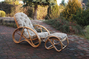 Fotel rattanowy z podnóżkiem, do domu i ogrodu | American