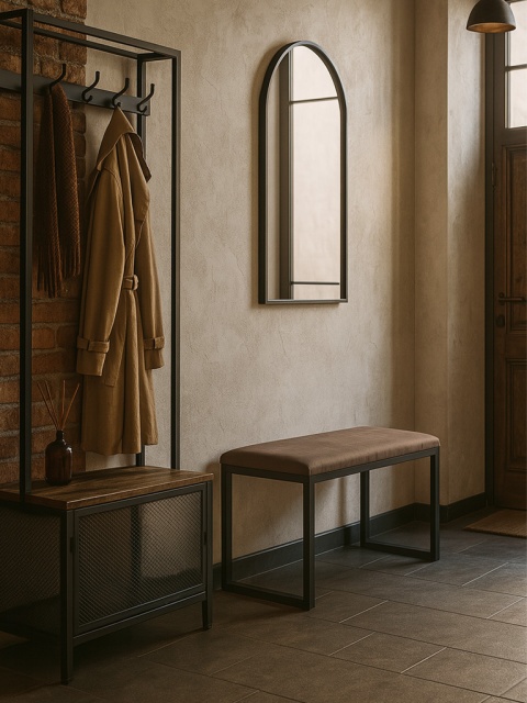 Čierna industriálna kovová lavica / taburetka