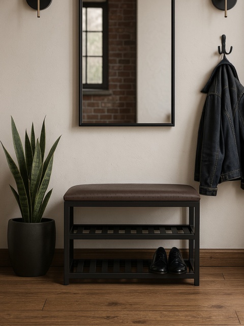 Ławka, metalowa półka na buty do przedpkoju z siedzeniem