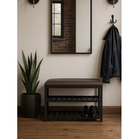 Bank, Metall-Schuhregal für den Flur mit Sitzfläche