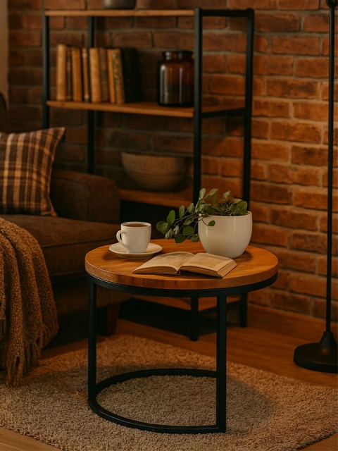 Loft Couchtisch, dicker Holztischplatte, Metallbeine