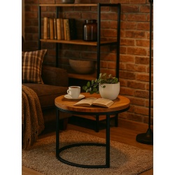 Loft Couchtisch, dicke Holzplatte