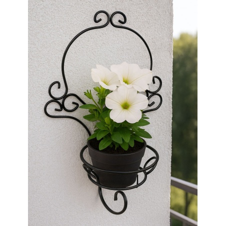 Schwarzer metallener Wandblumenhalter zum Aufhängen