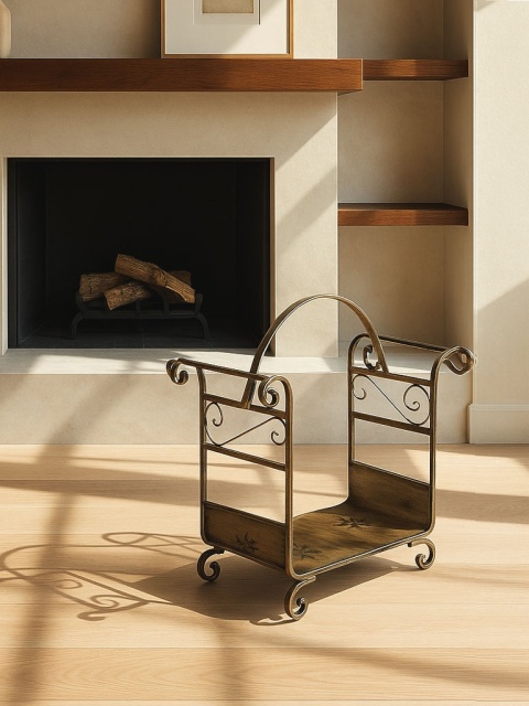 Stilvoller Metallholzkorb für den Kamin