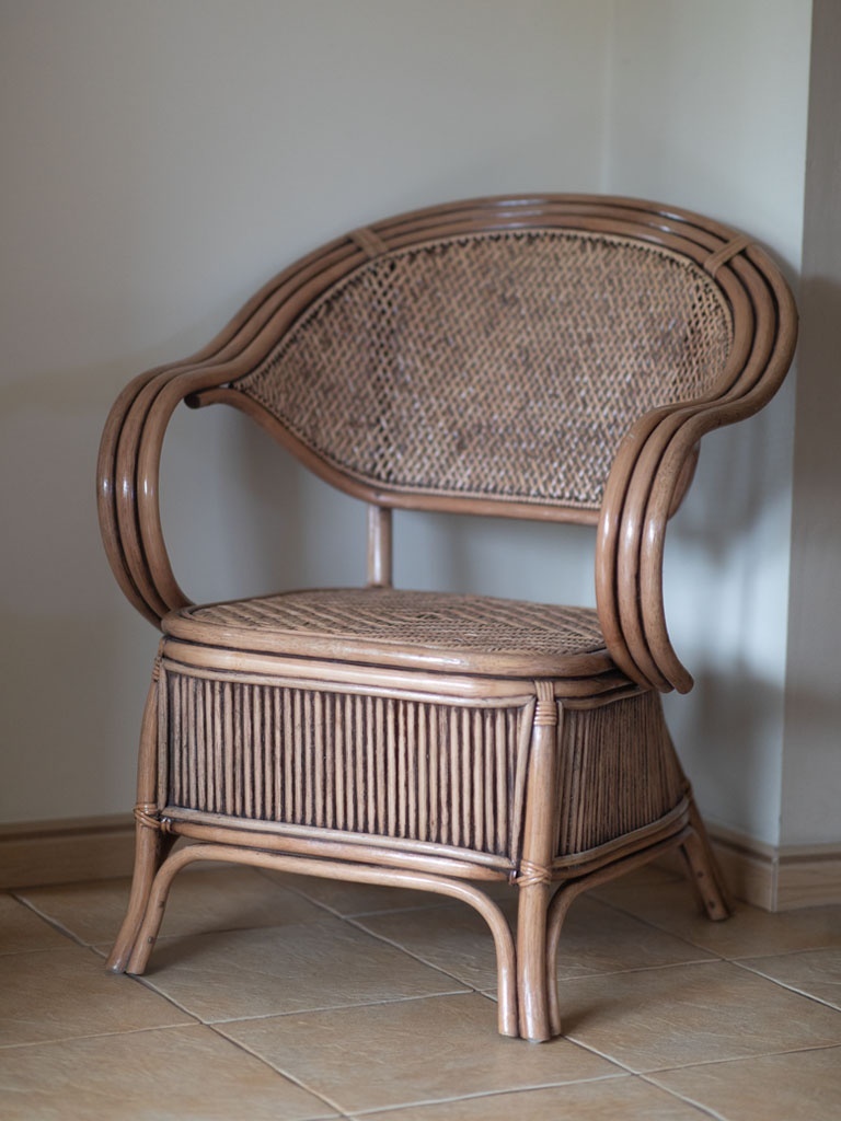 Fotel rattanowy, stylowy, naturalny, brąz, do domu i na taras - Puerto