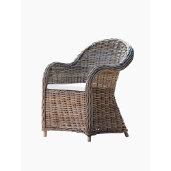 Fotel rattanowy, naturalny rustykalny - Rosto - ciepła szarość