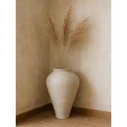 Weiße Rattanvase für getrocknete Blumen - Rattan Dekoration m42