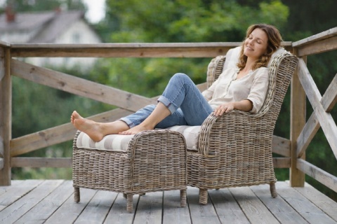 Boho Rattan-Loungesessel
