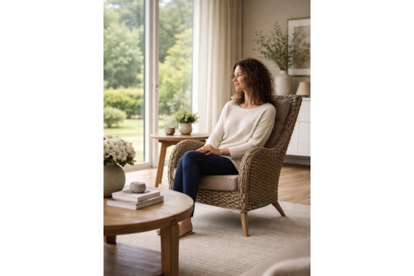 Stilvoller Sessel aus Rattan und Abaca