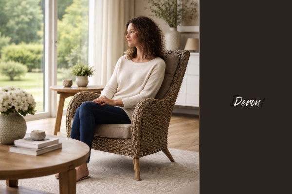 Stylowy fotel rattanowy naturalny