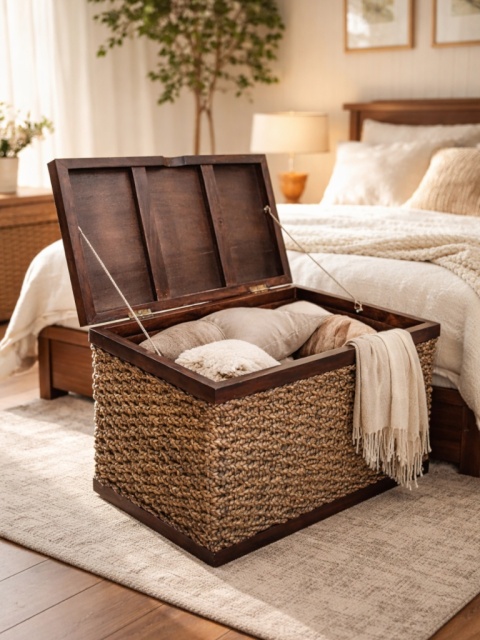 Stylowy kufer drewniany naturalny