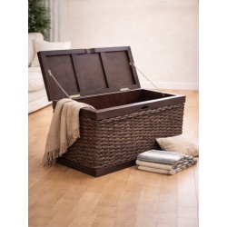 Stilvolle Rattan-Holzkiste mit Abaka, Dunkelbraun