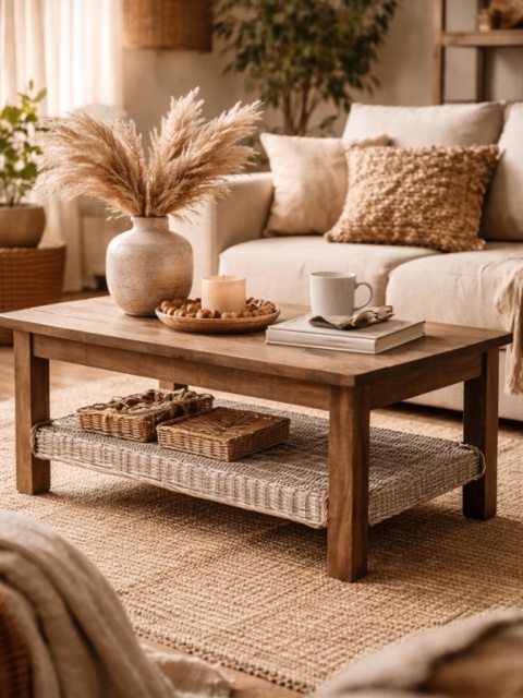 Holz-Rattan-Tisch Castaloo