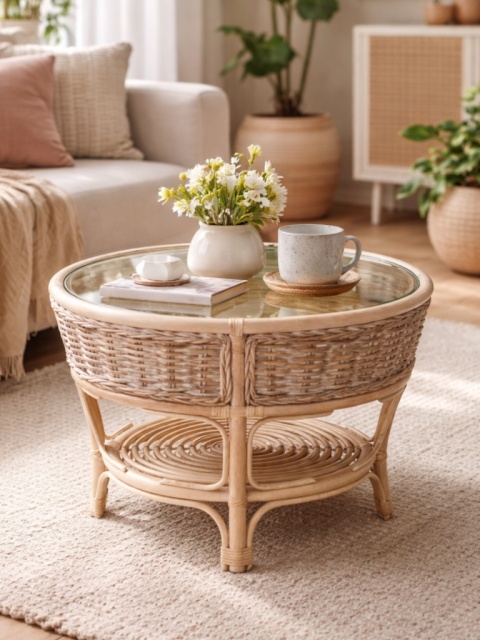 Provenzalischer Couchtisch aus Rattan