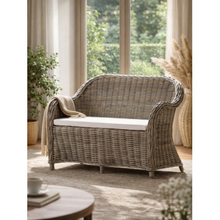 Rattan-Sofa, grau, für Haus und Garten