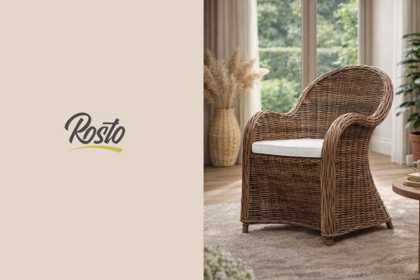 Rattansessel, braun, natürlich, für Haus und Garten