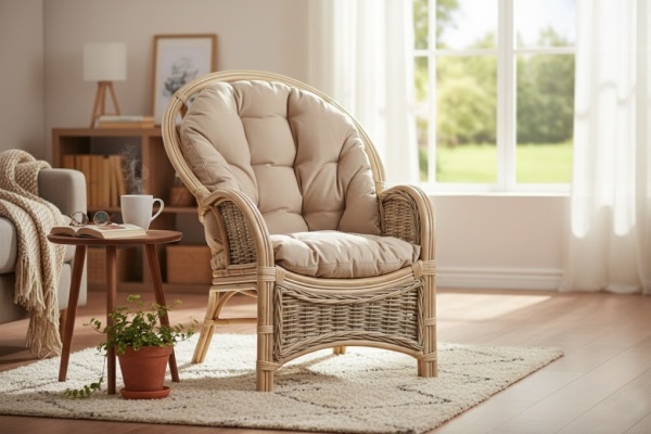 Provenzalischer Rattansessel, weiß