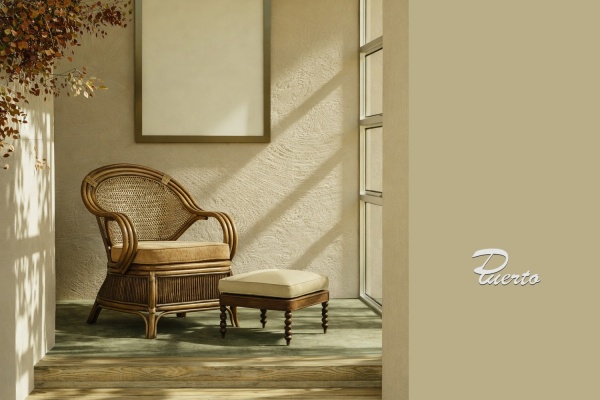Stylowy fotel z rattanu naturalnego i bambusa