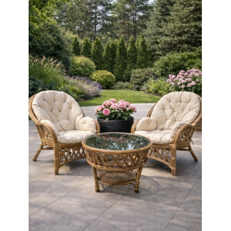 Rattan-Gartenmöbel hellbraun