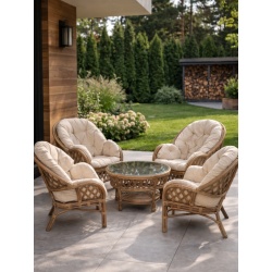 Gartenmöbel aus Rattan – Set für 4 Personen – hellbraun