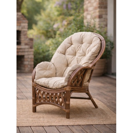 Rattanowy fotel do ogrodu i domu, ciepły brąz