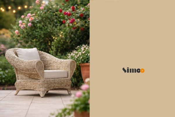 Svetlé prírodné ratanové kreslo