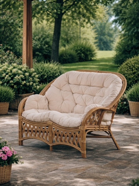 Ogrodowa sofa rattanowa jasny brąz