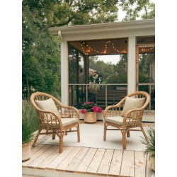 Zwei Rattan-Sessel Boho – heller Rattan-Sessel