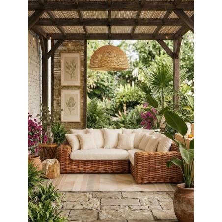 Stilvolles Rattansofa, Ecksofa aus natürlichem Rattan