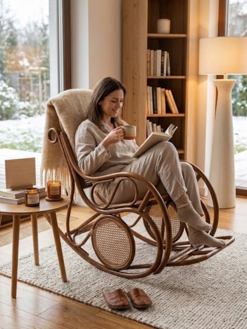 Rattan-Schaukelstuhl aus Weide