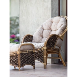 Rattansessel mit Fußstütze, natur, für Haus und Garten - Prestono