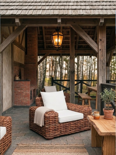 Fotel rattanowy z naturalnego rattanu i litego drewna - stylowy i wygodny