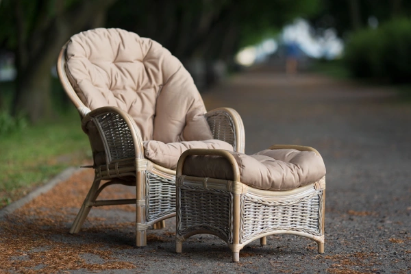 Sessel, Rattanmöbel Lirene mit Fußhocker