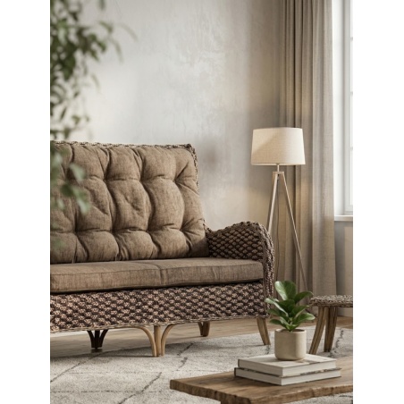 Stylowa sofa naturalna z hiacyntu wodnego i rattanu