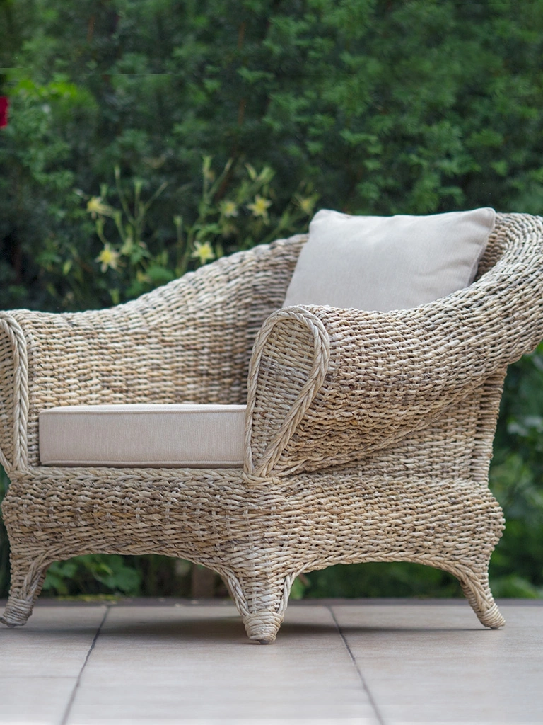 Rattansessel für Haus und Garten, natürlich, groß, hell, Simoo