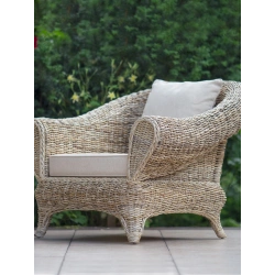 Fotel rattanowy do domu i ogrodu, naturalny, duży, jasny, Simoo