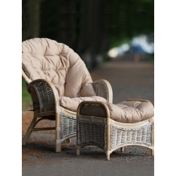 Rattansessel mit Fußstütze, gebleicht, natürliches Rattan-Set - Lirene