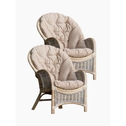 Sessel aus natürlichem Rattan, Set von zwei Sesseln für Haus und Garten