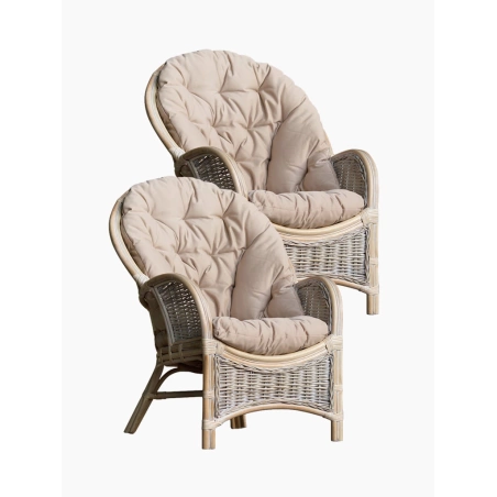 Natürlicher Rattansessel, hell - Set von 2 Stück