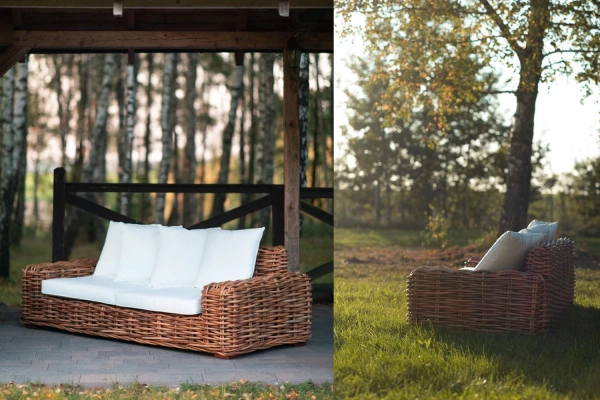 Naturalna sofa z rattanu