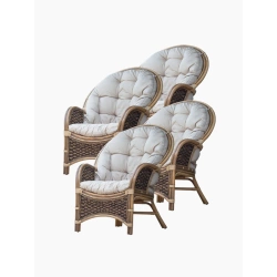 Stilisierter Rattansessel, Set von 4 Stück - Prestono