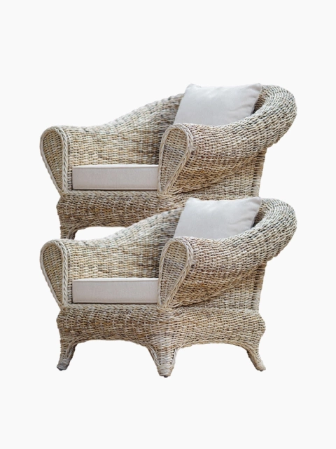 Stylowy fotel naturalny z rattanu naturalnego - zestaw 2 szt - Akspol