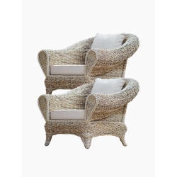 Stylowy fotel naturalny z rattanu naturalnego - zestaw 2 szt - Akspol