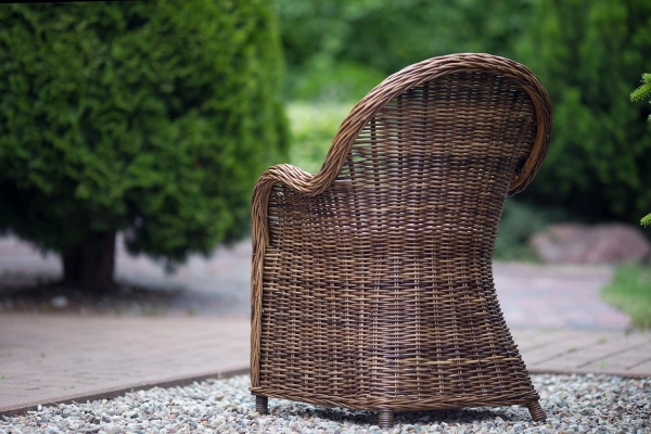 Rattan-Sessel, braun, Rückenlehne