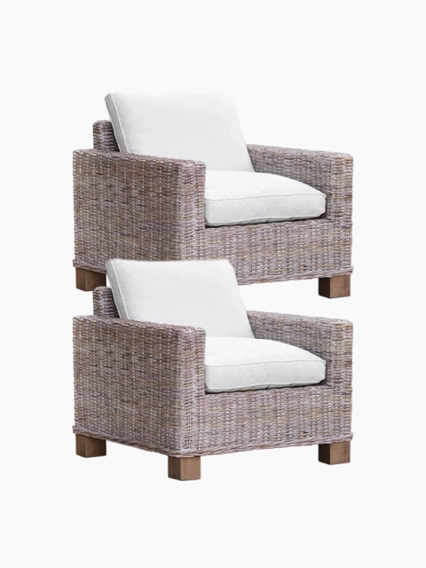 Natürlicher Rattansessel in Grau – gebleicht