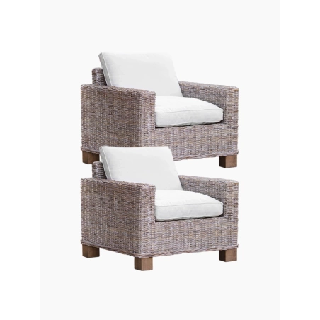 Natürlicher Rattansessel in Grau – gebleicht