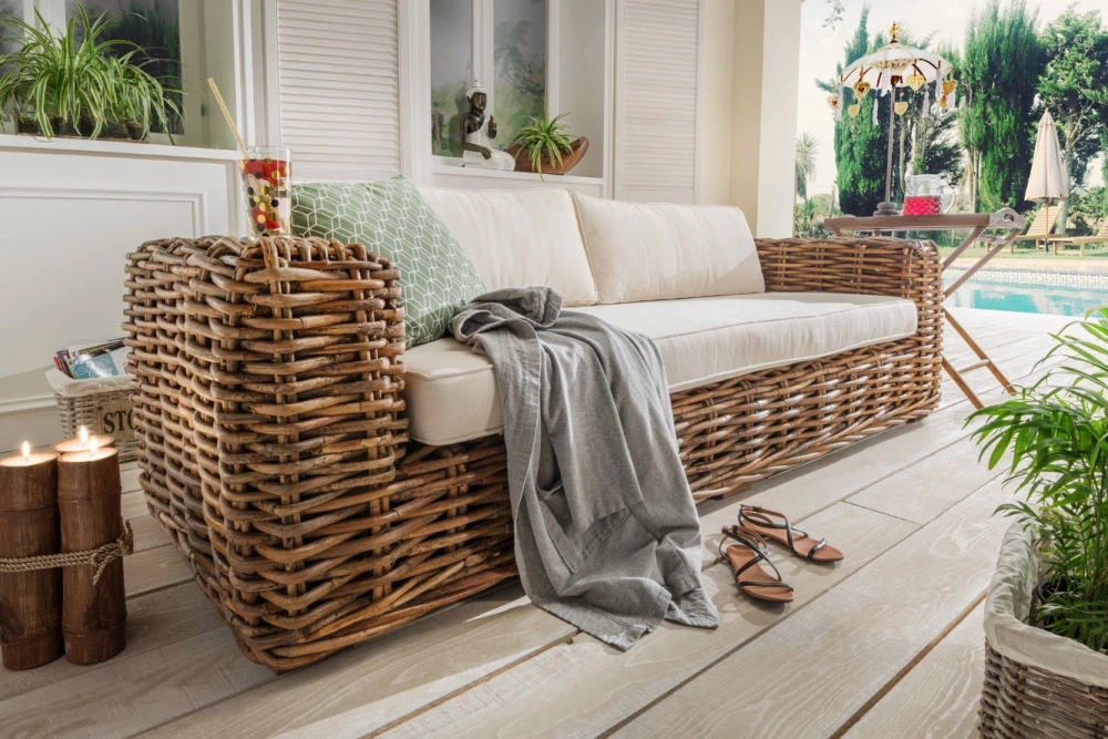Rattansofa, Couch aus natürlichem Rattan