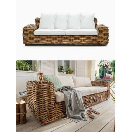 Sofa rattanowa, kanapa z rattanu naturalnego
