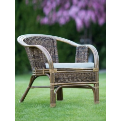 Rattan-Sessel mit Abaca, dunkles Braun, natürlich, für Haus und Garten