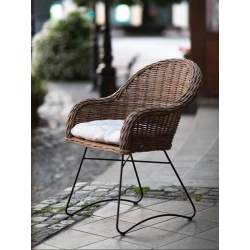 Sessel Rattan, rustikal, natürlich, auf Metallbeinen - Rosue